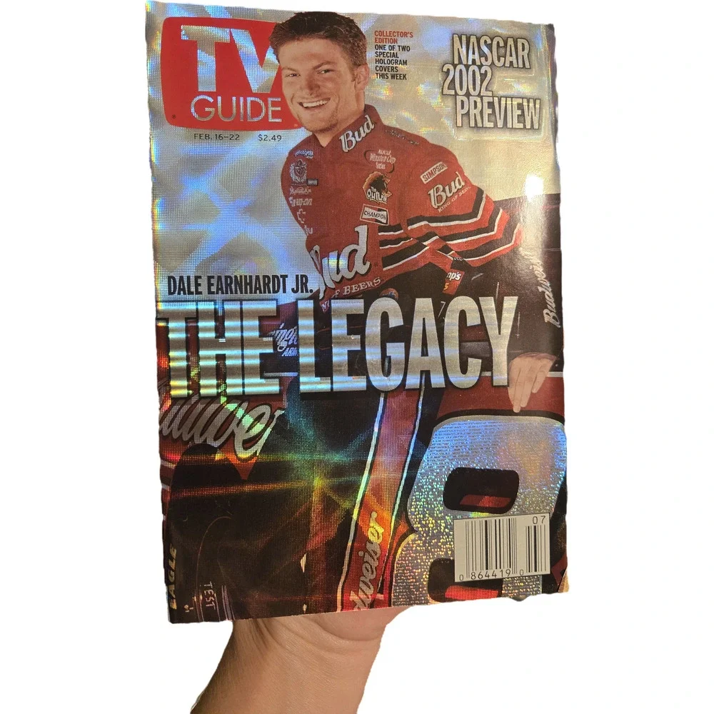 TV Guide Feb 2002 Dale Earnhardt Sr & Jr Hologram Covers - Set of 2 Tribute